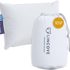 Lincove Canadian Down Toddler Pillow for Sleeping - Perfect for Kids Travel Pillow, Nap Time, Toddler Cot, Crib, Bed - 800 Fill Power, 100% Cotton Shell, 400 Thread Count (13 x 18)