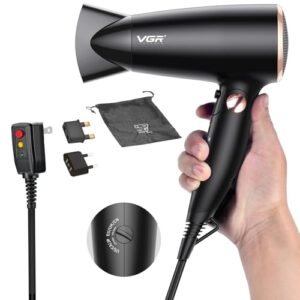 Travel Hair Dryer, Dual Voltage Hair Dryer, Mini Hair Dryer, Portable Hair Dryer(100-240V) with European Plug Adapter for International Travel, Europe Travel Essentials for Women