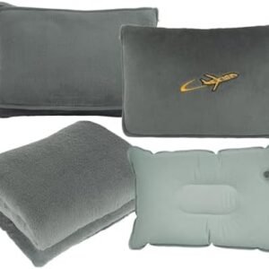 Travel Blanket Pillow- Premium Soft 300 GSM Thick 3 in 1 Airplane Blanket for Long Trips Essentials with Bag Pillowcase, Hand Luggage Sleeve and Backpack Clip (Grey)