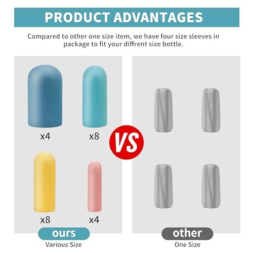 24 Pack Multi Sizes Silicone Bottle Covers, Travel Accessories Must Haves, Cruise Ship Essentials, Travel Size Toiletries,Travel Essentials for Women Men,Travel Gadgets, Elastic Sleeves for leak proof - Image 4