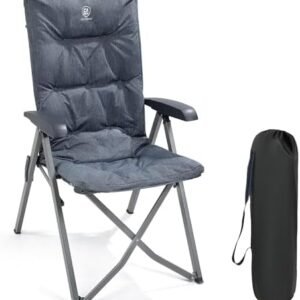 EVER ADVANCED Folding Camping Recliner Chair Fully Padded with Adjustable High Back Support Portable for Adults Patio Reclining Chair