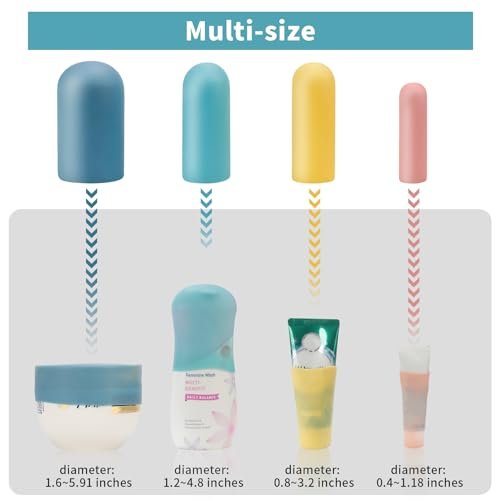 24 Pack Multi Sizes Silicone Bottle Covers, Travel Accessories Must Haves, Cruise Ship Essentials, Travel Size Toiletries,Travel Essentials for Women Men,Travel Gadgets, Elastic Sleeves for leak proof - Image 2