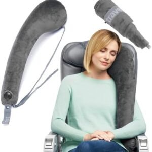 TRAVELREST All-in-One Travel Neck & Body Pillow - Straps to Plane & Car Seat - Adjustable, Compact, Ideal for Airplane, Auto, Bus, Train & Office Nap (Rolls Up Small) with Soft, Cozy Cover (Grey)