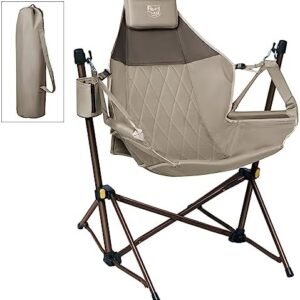 TIMBER RIDGE Hammock Camping Chair with Adjustable Backrest, Heavy Duty Folding Hammock Chair Supports 300lbs, Portable Hammock Chair for Camping, Travelling and Patio, Tan