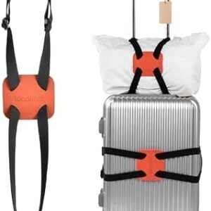 Luggage Straps ïŒ luggage add a bag strapïŒtravel must haves High Elastic Suitcase Adjustable Belt Bag Bungees with Buckles (Orange)