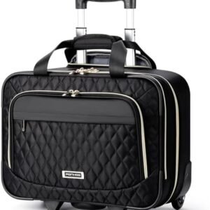 Rolling Laptop Bag - Rolling Briefcase for Women 17.3 Inch Laptop Bag with Wheels Flight Approved Roller Bag Carry On Luggage for Work Travel College Computer Business Lightweight Black