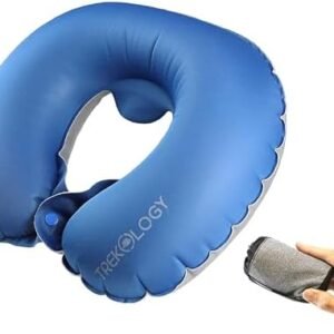 TREKOLOGY Inflatable Neck Pillow for Travel - Ultimate Comfort and Support for Airplanes, Cars, and More - Ergonomic Design for Restful Sleep and Neck Relief - Essential Travel Accessory