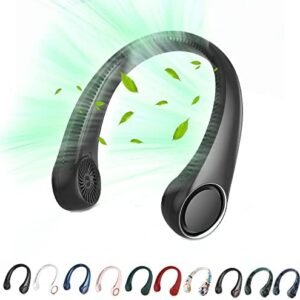 Portable Neck Fan, Hands Free Bladeless Fan, 360ยฐ Cooling Personal Fan,Wearable Quiet Fan for Outdoor Indoor, Birthday Gifts for Men Women Mom Dad, 4000mAh Battery USB Rechargeable, 3-Speeds(Black)