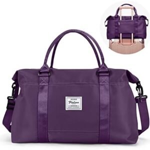 Gym Bag for Women, Travel Duffel Bag,Weekender Overnight Bag with Wet Pocket&Trolley Sleeve,Carry On Personal Item Bag
