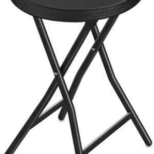 TAVR Furniture Portable Folding Chair with Handle, Heavy Duty Round Fold Stool Chair with 500lbs Capacity for Adults, 18 Inch Foldable Stool for Dorm, Kitchen, Vanity, Church and Outdoor use