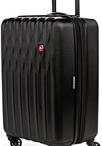 SwissGear 8018 Hardside Expandable Luggage with Spinner Wheels, Black, Carry-On 20-Inch
