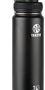 Takeya Actives 24 oz Vacuum Insulated Stainless Steel Water Bottle with Spout Lid, Premium Quality, Onyx