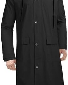 COOFANDY Men's Rain Jacket with Hood Waterproof Lightweight Active Long Raincoat