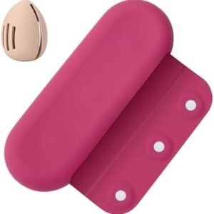Silicone Makeup Brush Holder Travel, Makeup Brush Travel Case and Makeup Sponge Holder Set, Make Up Brush Bag with Upgrade Anti-Fall Out Magnetic Closure for Travel Essentials(Red)