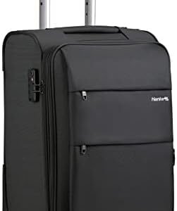 Hanke 20" Softside Expandable Carry on Luggage with Spinner Wheels, Lightweight upright Suitcase with TSA Lock,Rolling Travel Luggage for Woman Man,20-Inch(Black)