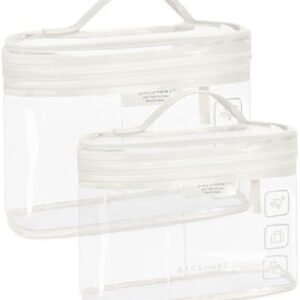 BAGSMART TSA Approved Toiletry Bag, 2 Pack Clear Makeup Cosmetic Bag Organizer, Quart Size Travel Bag for Toiletries, Carry-on Travel Accessories Essentials, White-2pcs