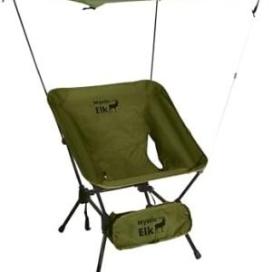 Mystic Elk Compact Camping Chair with Canopy – Ultralight Portable Folding Chair for Travel and Back Packing – Great for Hiking, Camping, Fishing, Concerts, Festivals, picnics