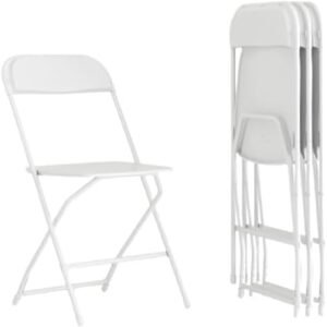 Flash Furniture Hercules Series Plastic Folding Chair - White - 4 Pack 650LB Weight Capacity Comfortable Event Chair-Lightweight Folding Chair