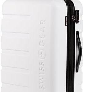 SwissGear 7366 Hardside Expandable Luggage with Spinner Wheels, White, Checked-Medium 23-Inch