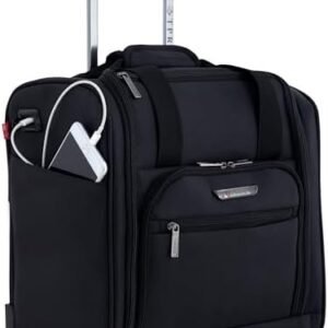 TPRC Smart Under Seat Carry-On Luggage with USB Charging Port, Black, Underseater 15-Inch