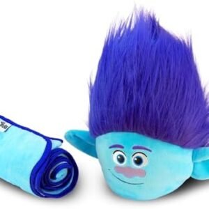 TROLLS Armrest Buddy Stuffed Plush Travelling Toy with Blanket 13” - Kids Ultimate Travel Pillow Companion Set (Branch)