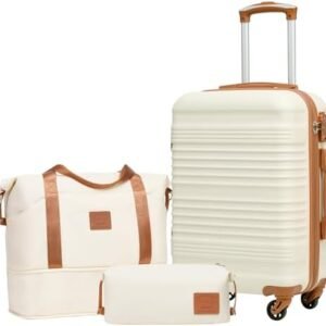 Coolife Luggage Set 3 Piece Luggage Set Carry On Suitcase Hardside Luggage with TSA Lock Spinner Wheels(White, 3 piece set (DB/TB/20))