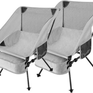 Camping Chair Outdoor,Portable Lightweight Folding Chair,Compact Backpacking Chairs for Beach Outdoor Picnic Travel Fishing Hiking (2 PCS Grey)