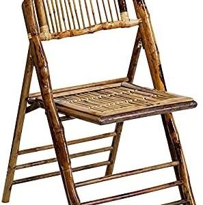 Flash Furniture Folding Bohemian Bamboo Chairs with Curved Backs, Modern Bamboo Folding Dining Chairs, 300 lb. Static Weight Capacity, Set of 4