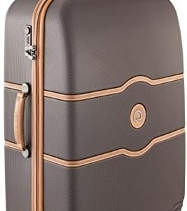DELSEY Paris Chatelet Hard+ Hardside Luggage with Spinner Wheels, Chocolate Brown, Checked-Large 28 Inch