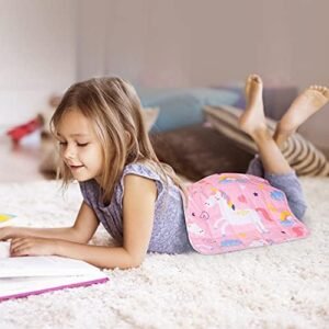 Sivio Kids Weighted Blanket, 3lbs Weighted Lap Pad for Kid Sensory Heavy Pad with Glass Beads Portable Lap Blanket Great for Home Classroom Travel, 20” x 30”, Pink Unicorn
