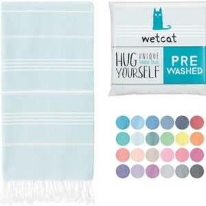 WETCAT Turkish Beach Towel Oversized 38x71 100% Cotton Sand Free Quick Dry Extra Large Light Travel Towel for Adults Beach Accessories Gifts - Aqua