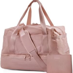 Weekender Bags for Women, BAGSMART Travel Duffel Bags with Shoe Compartment,Personal Item Travel Bag for Airlines, Carry on Overnight Tote Bag with Toiletry Bag (Dark Pink)
