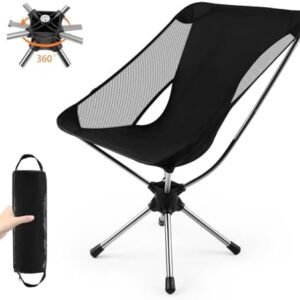 Swivel Folding Camping Chairs,Small Portable Lightweight Compact Foldable Chair for Adults,Mini Outdoor Backpacking Spin Chair for Travel,Beach,Fishing,Hiking,Camp,Trekology