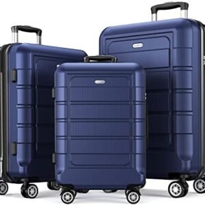 SHOWKOO Luggage Sets Expandable PC+ABS Durable Suitcase Double Wheels TSA Lock 3pcs Blue