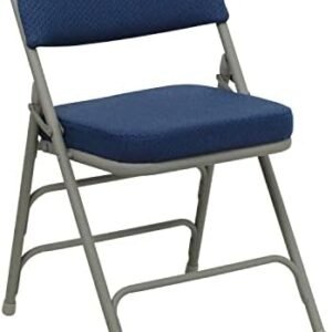 Flash Furniture Hercules Series Metal Folding Chairs with Cushioned Seat, Fabric Upholstered Event Chairs with 300-lb. Static Weight Capacity, Set of 2, Navy