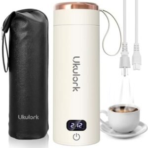 Travel Electric Kettle Portable Small Kettle,Mini Hotel Camping Hot Water Boiler for Tea Coffee,4 Warmable Temperature Control,304 Stainless Steel& Auto Shut-Off& Boil Dry Protection(White,380ml)