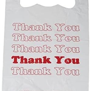 SSWBasics Premium Thank You T-Shirt Bags - 500 - Pack, 18” x 8" x 30", 48mil HDPE Thickness - Ideal for Restaurants, Retail, Grocery, Takeout - Standard Supermarket Size - Strong and Durable