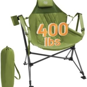 TIMBER RIDGE Oversized Hammock Camping Chair, Swinging Chair with Adjustable Back and Seat Height, Portable Folding Rocking Camping Chair for Outdoor Lawn, Backyard and Patio, Supports 400lbs, Green