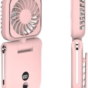 Handheld Mini Fan, Clip on Hand Fan, Rechargeable Personal Fan with LED Display, 100 Speed Adjustable Pocket Fan, Portable Fan for Concert/Stroller/Travel/Makeup, Gift for Women (pink)