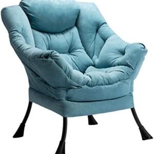 HollyHOME Fabric Large Lazy Chair, Accent Reading Chair, Cozy Lounge Chair with Armrest, Leisure Sofa Chair for Living Room, Bedroom, Dorm, Blue