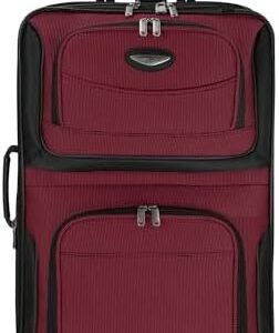 Travel Select Amsterdam Expandable Rolling Softside Luggage, Burgundy, Checked-Medium 25-Inch