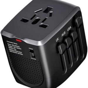 International Travel Adapter Voltage Converter Steps Down 220V to 110V for Cell Phones, Laptops, and Curling Irons, US to UK, Europe, Australia, and More Than 200 Countries
