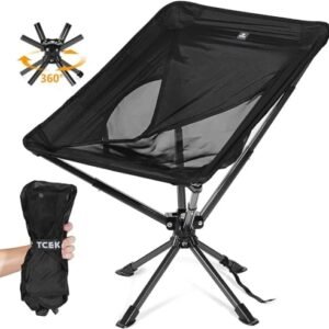 Upgraded Swivel Portable Chair - Small Compact Collapsible Folding Chair for Adults That Setup in 8 Seconds, Lightweight Outdoor Backpack Chair for Camping, Travel, Hiking, Beach,Support 300 LBS