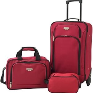 Travelers Club Euro Carry-On Luggage, red, 3-Piece Set