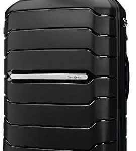 Samsonite Freeform Hardside Expandable with Double Spinner Wheels, Checked-Large 28-Inch, Black