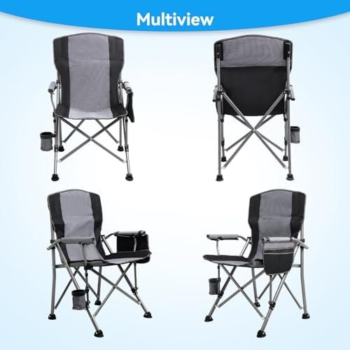 Camping Chair for Adults 2 Pack Heavy Duty Outdoor Patio Lawn Chairs Portable Support 350 LBS High Back Padded Oxford with Armrests, Storage Bag, Cup Holder, for Outside Fishing, Camping, 2PCS - Image 7