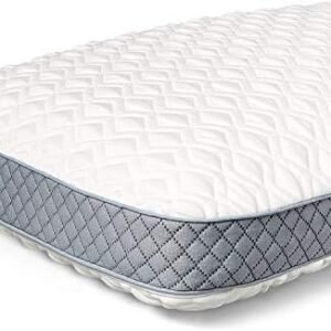 Sealy Molded Bed Pillow for Pressure Relief, Adaptive Memory Foam with Washable Knit Cover, Standard, 16x24x5.75 Inches, White, Grey