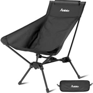 Portable Camping Chair, Aluminum Ultralight Camping Chair Wider Design with Carry Bag, Folding Camping Chair for Adult, for Outdoor Camp, Hiking, Travel, Beach, Picnic (Black)