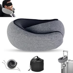 Neck Pillow for Traveling, Neck Travel Pillow Travel Neck Pillows for Airplanes, Neck Pillow Airplane, Travel Neck Pillow, Aircraft Memory Foam Travel Pillow for Airplanes (Grey)