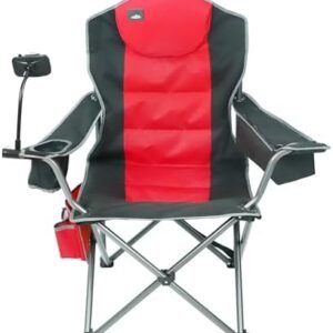 Oversized Camping Chair, Full Padded Outdoor Folding Chair Support 350 LBS, Heavy Duty Lawn Chair w/Cell Phone Holder, Cup Holder, Cooler Bag, Shoulder Straps for Adult-Black